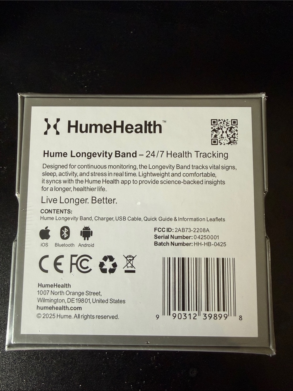 Hume Band - Black Wearable Wristband - Picture 2 of 3